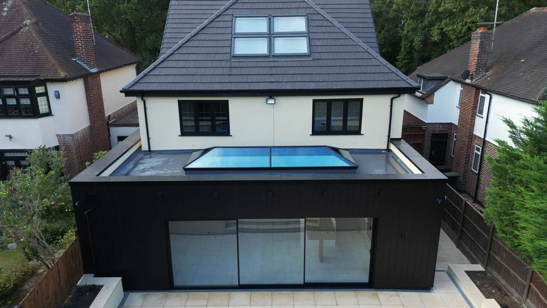 The finished Chigwell rear extension photographed on completion.