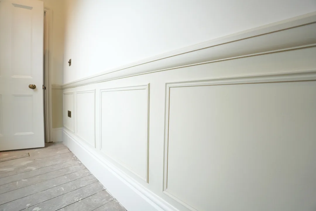 Traditional wall panelling detail at the Wickham Bishops renovation.